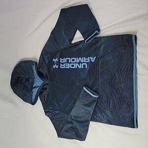 Under Armour Coldgear Boys Blue Black Sweatshirt Hoodie Size Youth Large